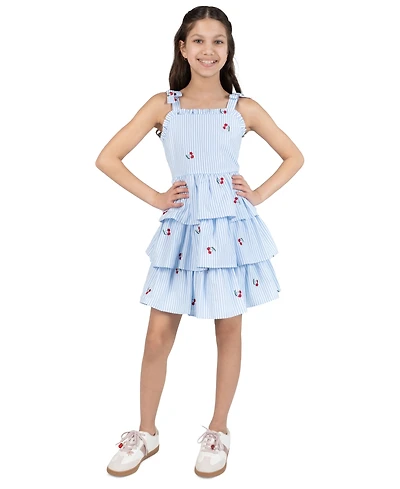 Rare Editions Girls' 7-16 Cherry Embroidered Sleeveless Dress