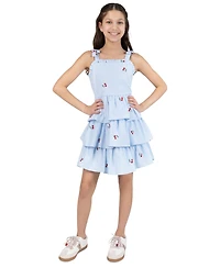 Rare Editions Girls' 7-16 Cherry Embroidered Sleeveless Dress