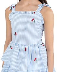 Rare Editions Girls' 7-16 Cherry Embroidered Sleeveless Dress