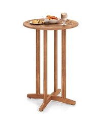sumyeg 39-Inch Outdoor Acacia Wood Bar Table with Slatted Tabletop