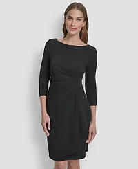 Dkny Women's 3/4-Sleeve Ruched Short Dress