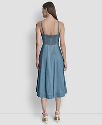 Dkny Women's Sleeveless Sweetheart Neck Midi Dress