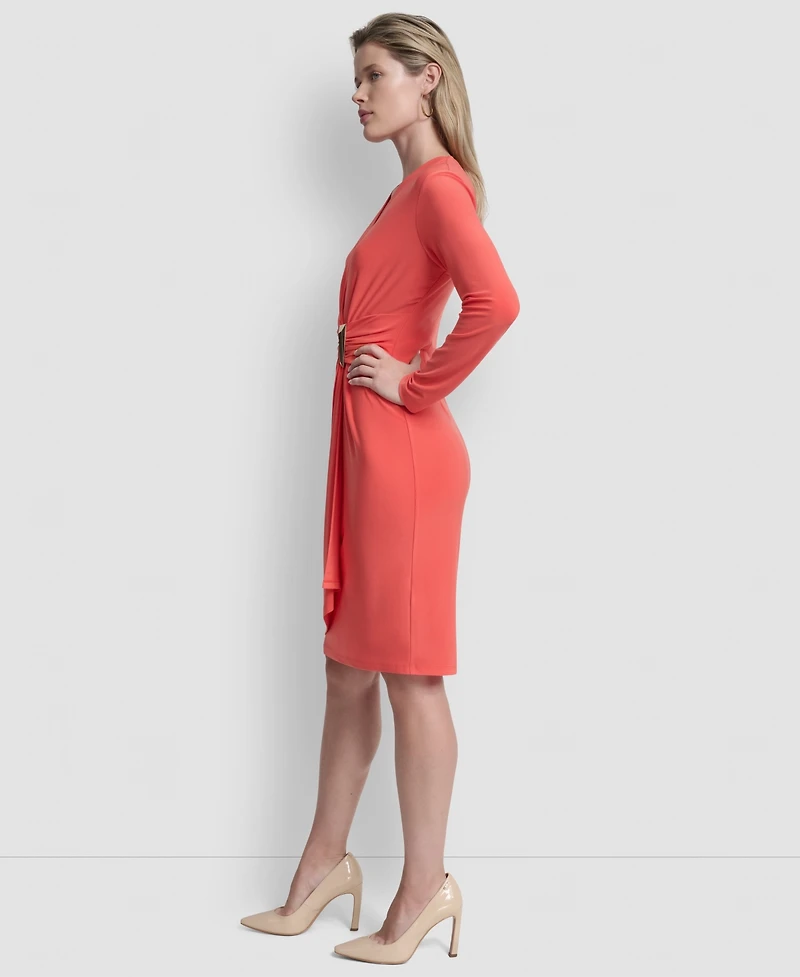 Dkny Women's V-Neck Faux Wrap Dress