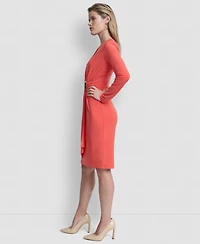 Dkny Women's V-Neck Faux Wrap Dress