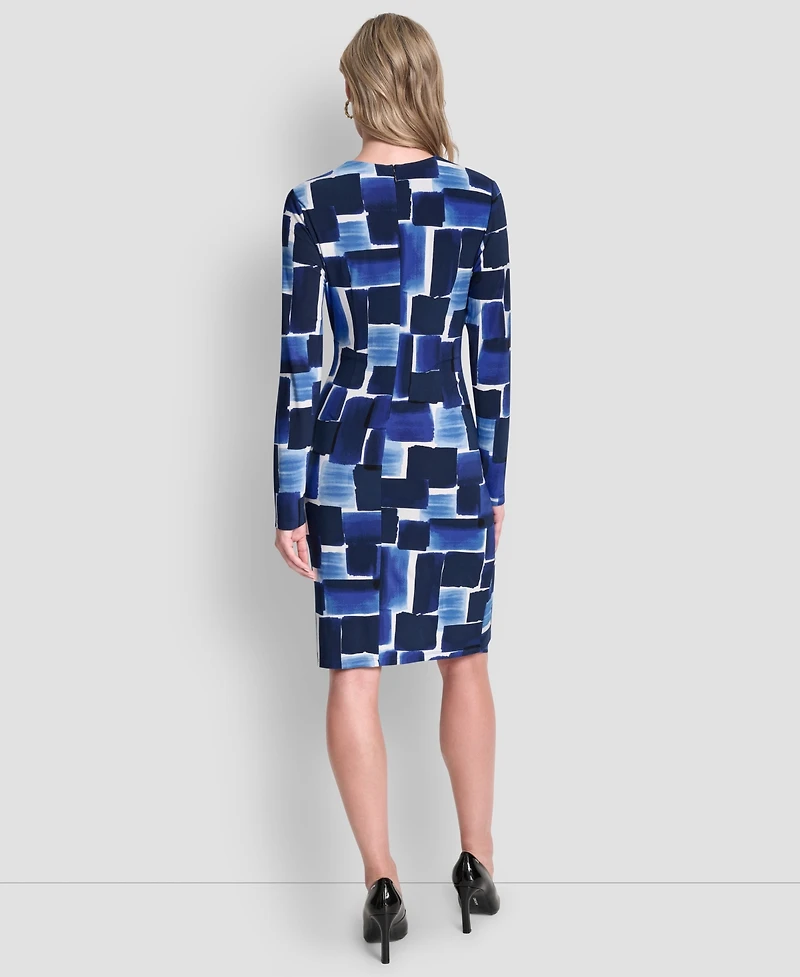 Dkny Women's Long-Sleeve V-Neck Faux Wrap Dress