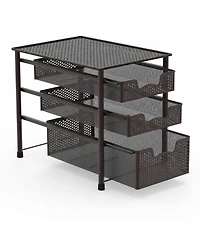 Yigii 3 Tier White Alloy Steel Sliding Basket Organizer Drawer Cabinet