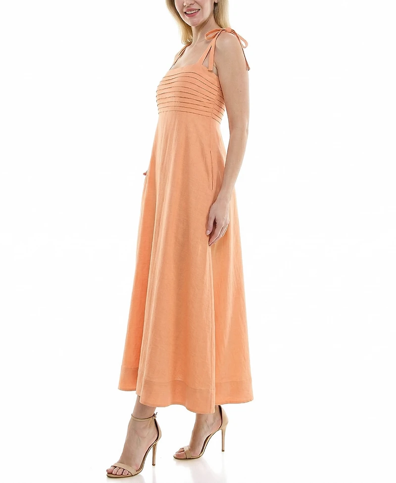 Taylor Women's Pleated Square Neck A-Line Dress