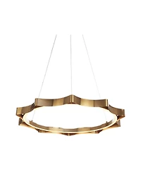 Possini Euro Design Gearworks Wide Brass Led Ring Pendant Light