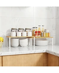 Yigii 2 Pack Adjustable Bamboo Shelf Organizer