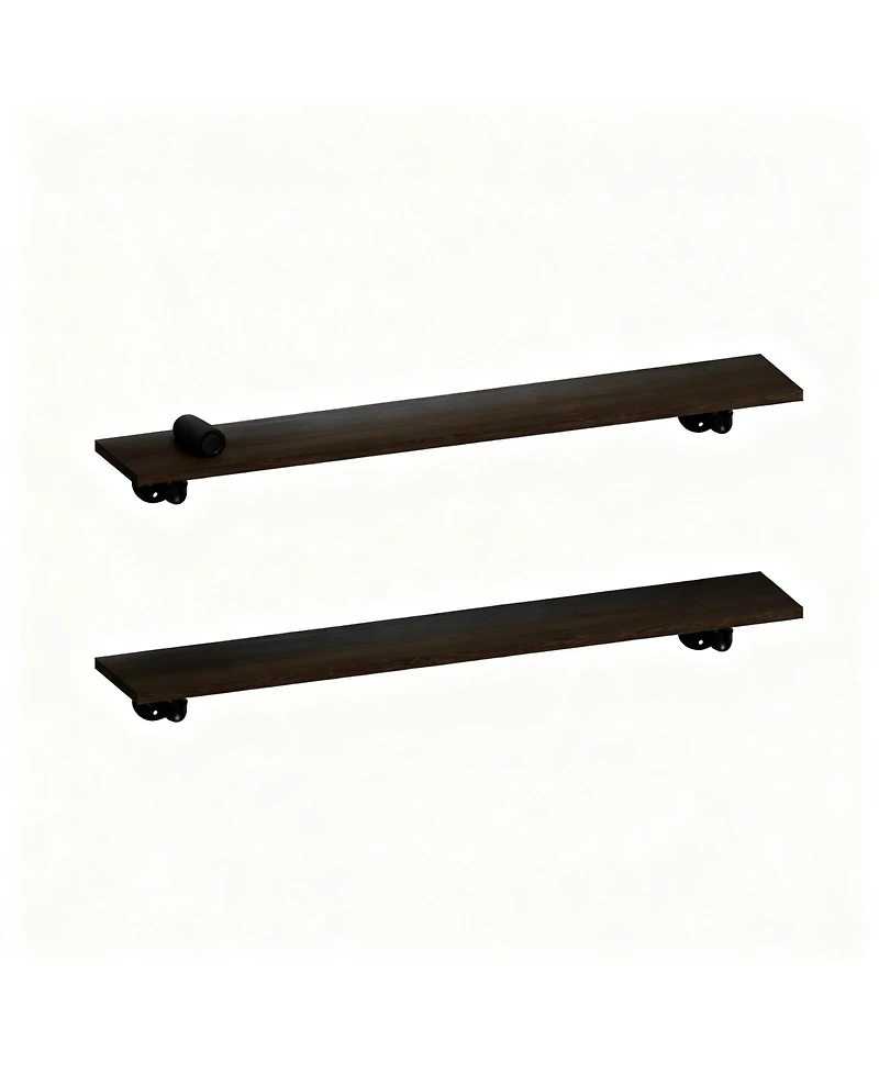 Yigii Solid Pine Walnut Floating Shelves: 48" Long, 50lbs Capacity
