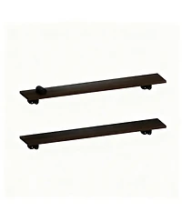 Yigii Solid Pine Walnut Floating Shelves: 48" Long, 50lbs Capacity