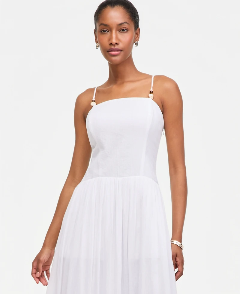 On 34th Women's Cotton Gauze Curved-Waist Mixed-Media Midi Dress, Macy's Exclusive