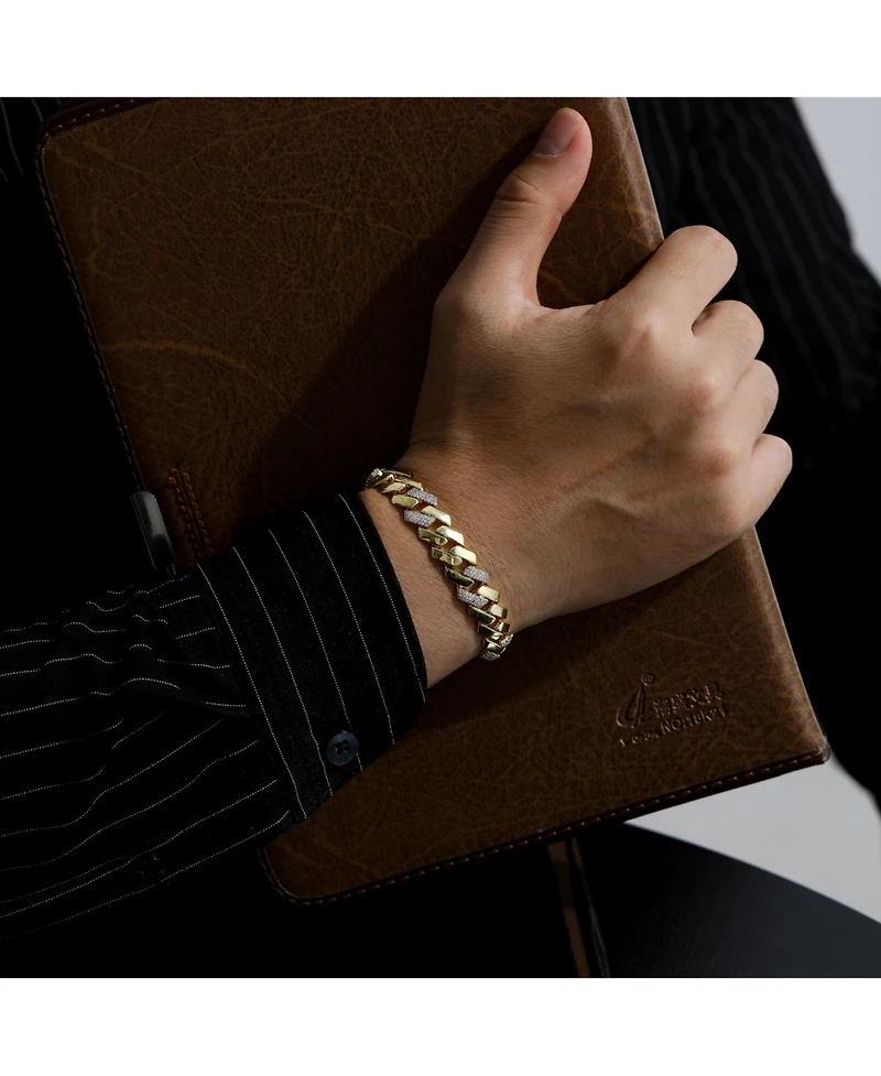 Rachel Glauber Clear Cubic Zirconia Miami Cuban Curb Link Bracelet