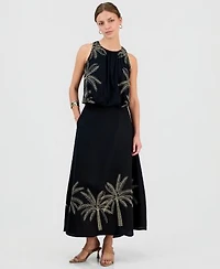 I.N.C. International Concepts Petite Cotton Embroidered Cinched Tank Top Embroidered Midi Skirt Macys Exclusive