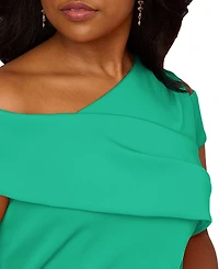 Adrianna Papell Plus Asymmetrical Draped Gown