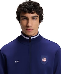 Boss by Hugo Men's Cotton-Blend Usa Country-Flag Badge Sweatshirt