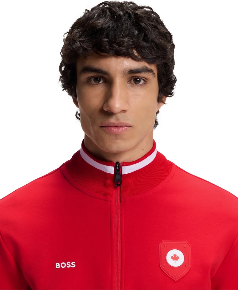 Boss by Hugo Men's Cotton-Blend Canada Country-Flag Badge Sweatshirt