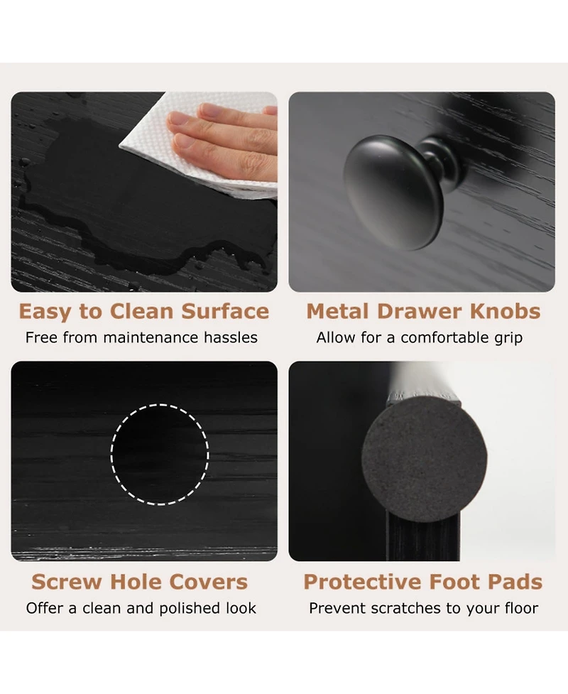 Gouun Extendable Convertible Computer Desk with 2 Drawers and Rolling Cart