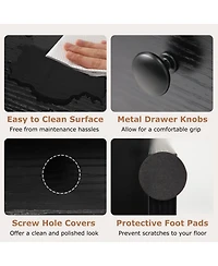 Gouun Extendable Convertible Computer Desk with 2 Drawers and Rolling Cart