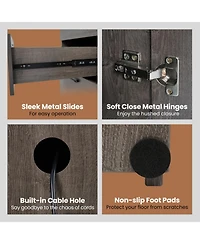 Gouun 53 in Computer Desk with Power Outlets, 4 Storage Drawers and Adjustable Shelf