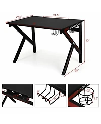 Gouun K-Shaped Gaming Desk with Cup Holder and Headphone Hook