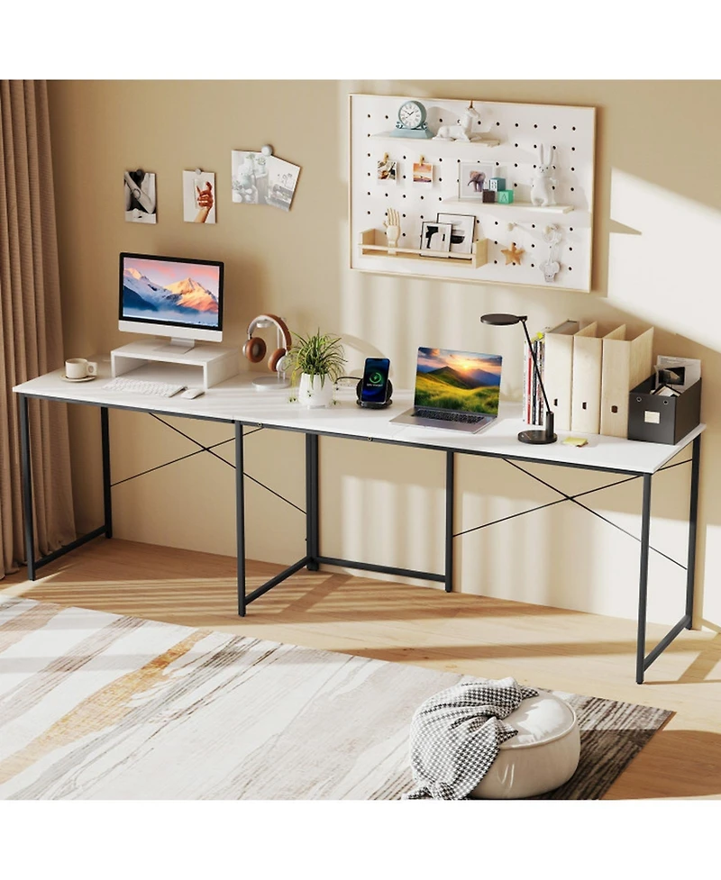 Gouun 95 in 2-Person L-Shaped Reversible Computer Desk with Monitor Stand