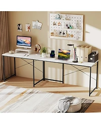 Gouun 95 in 2-Person L-Shaped Reversible Computer Desk with Monitor Stand