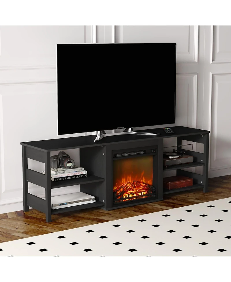 Homlux Fireplace Tv Stand for up to 75" Tv with Storage Shelves