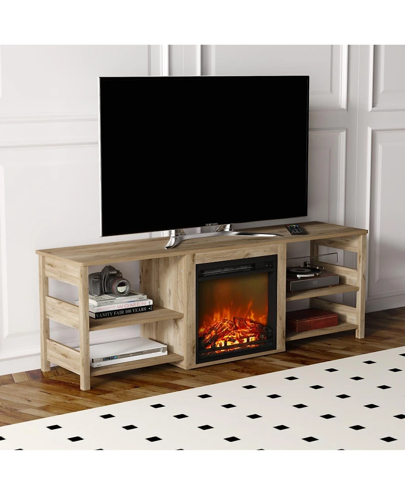 Homlux Fireplace Tv Stand for up to 75" Tv with Storage Shelves