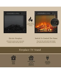 Homlux Fireplace Tv Stand for up to 75" Tv with Storage Shelves, Rustic Oak