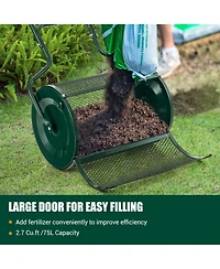 Sugift 24 in Peat Moss Spreader with Side Latches and Handle