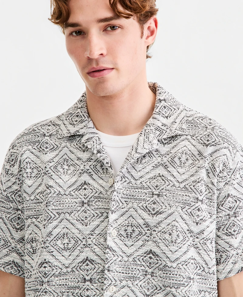 Sun + Stone Men's Knit Medallion-Print Camp Shirt, Macy's Exclusive