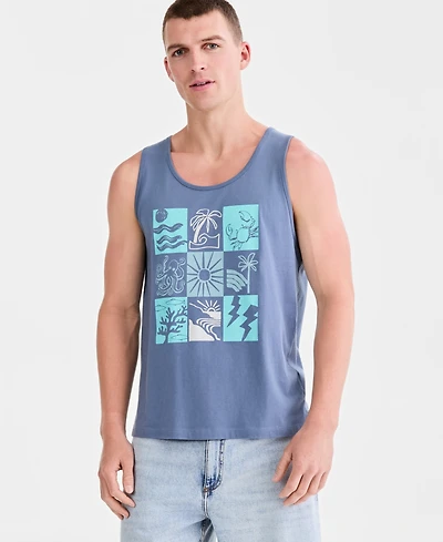Sun + Stone Men's Cotton Beach Tile Graphic Tank Top, Macy's Exclusive