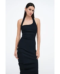 Marcella Women's Gallery Asymmetric-Drape Halter Open-Back Side-Slit Maxi Dress