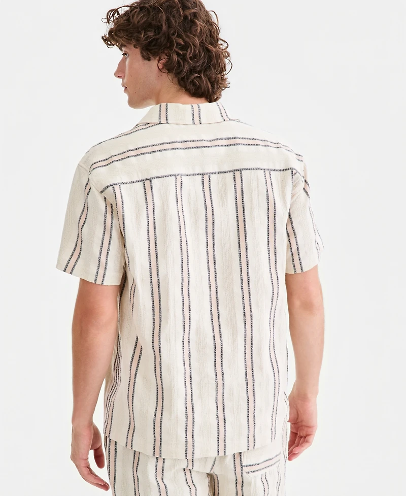 Sun + Stone Men's Roan Cotton Striped Quarter-Zip Shirt, Macy's Exclusive