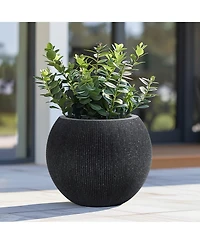 LuxenHome 14.5" Round Bowl Plastic Planter, Mediterranean