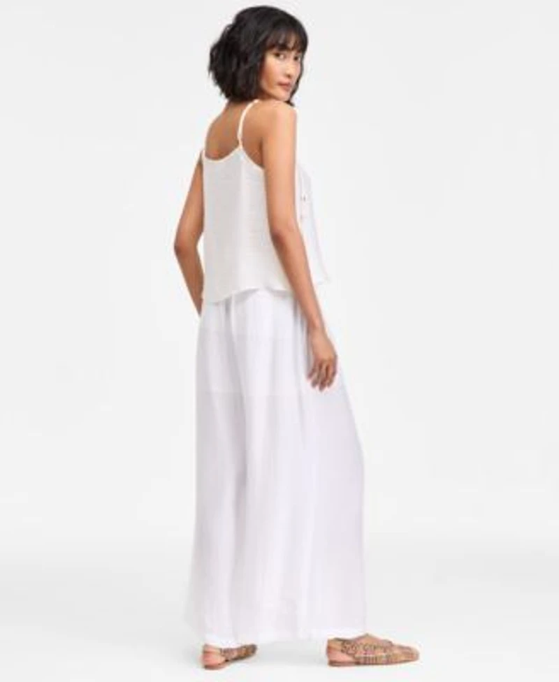 On 34th Womens Shell Embellished Gauze Tank Pleated Gauze Wide Leg Pants Macys Exclusive