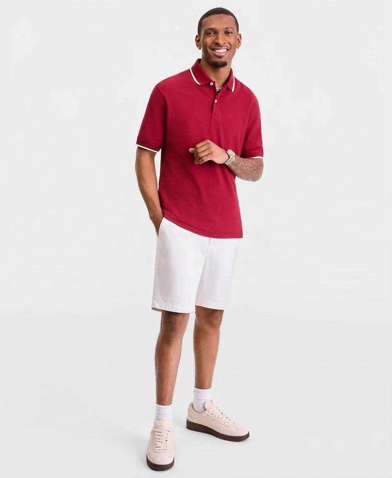 Club Room Men's Regular-Fit Tipped Performance Polo Shirt, Created for Macy's