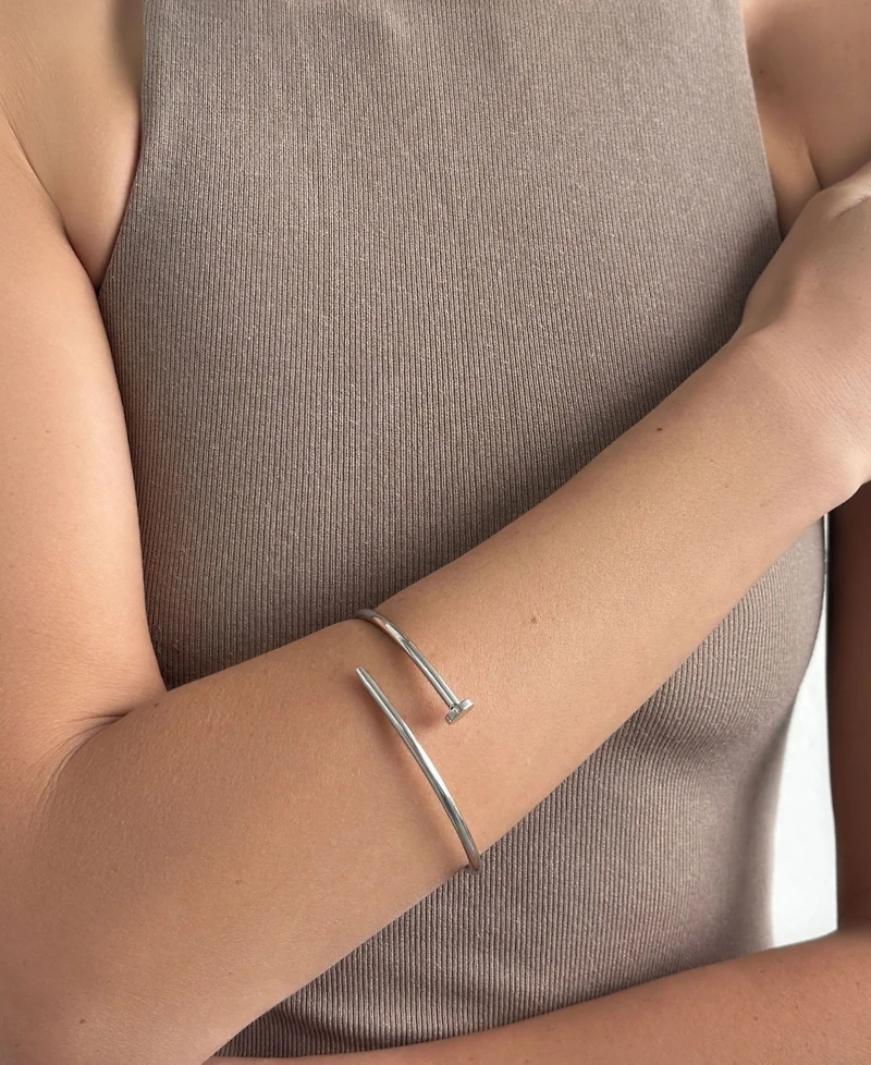 Adornia Silver Plated Thin Nail Cuff Bracelet