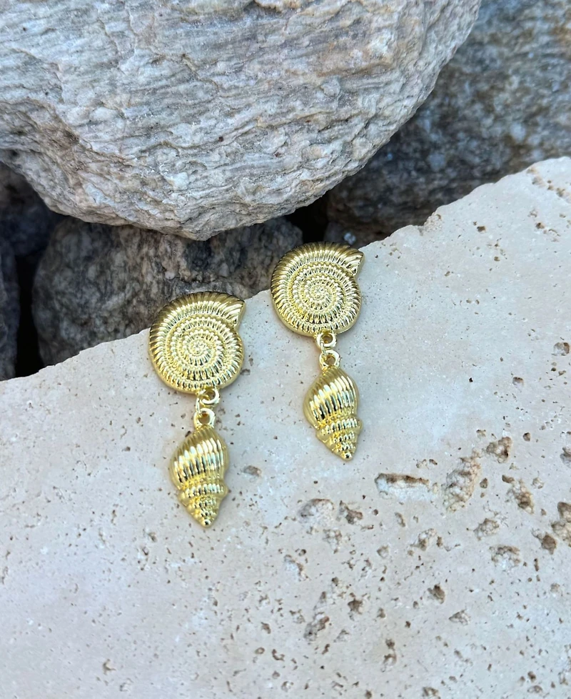 Adornia Gold Swirl and Shell Drop Earrings