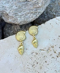 Adornia Gold Swirl and Shell Drop Earrings