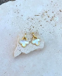 Adornia Mother of Pearl Cubic Zirconia Gold Clover Drop Earrings