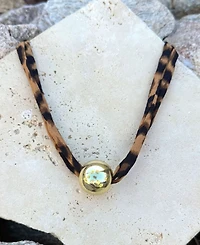 Adornia Gold Ball on Leopard Print Adjustable Necklace