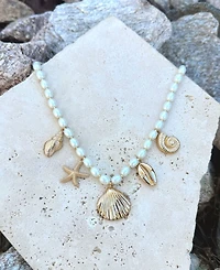 Adornia Gold Chunky Pearl and Sea Charms Necklace