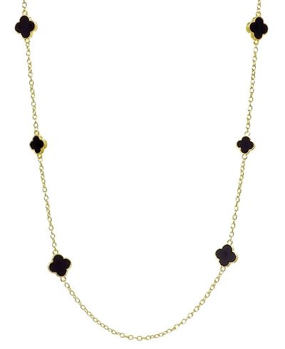 Adornia Gold 36" Black Flower Station Necklace