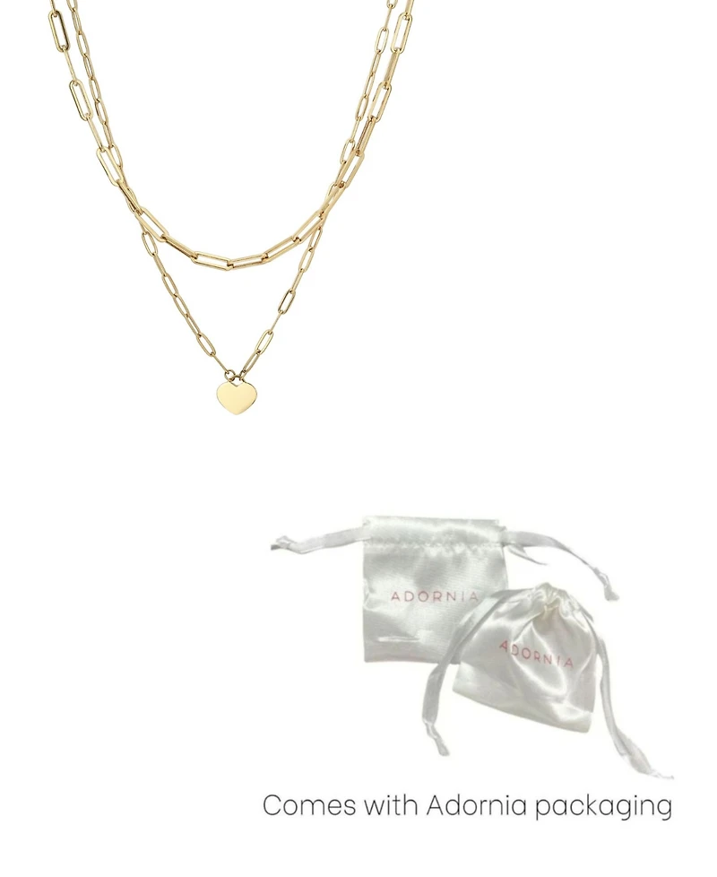Adornia Gold Layered Heart Paperclip Chain Necklace Set