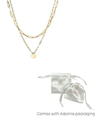 Adornia Gold Layered Heart Paperclip Chain Necklace Set