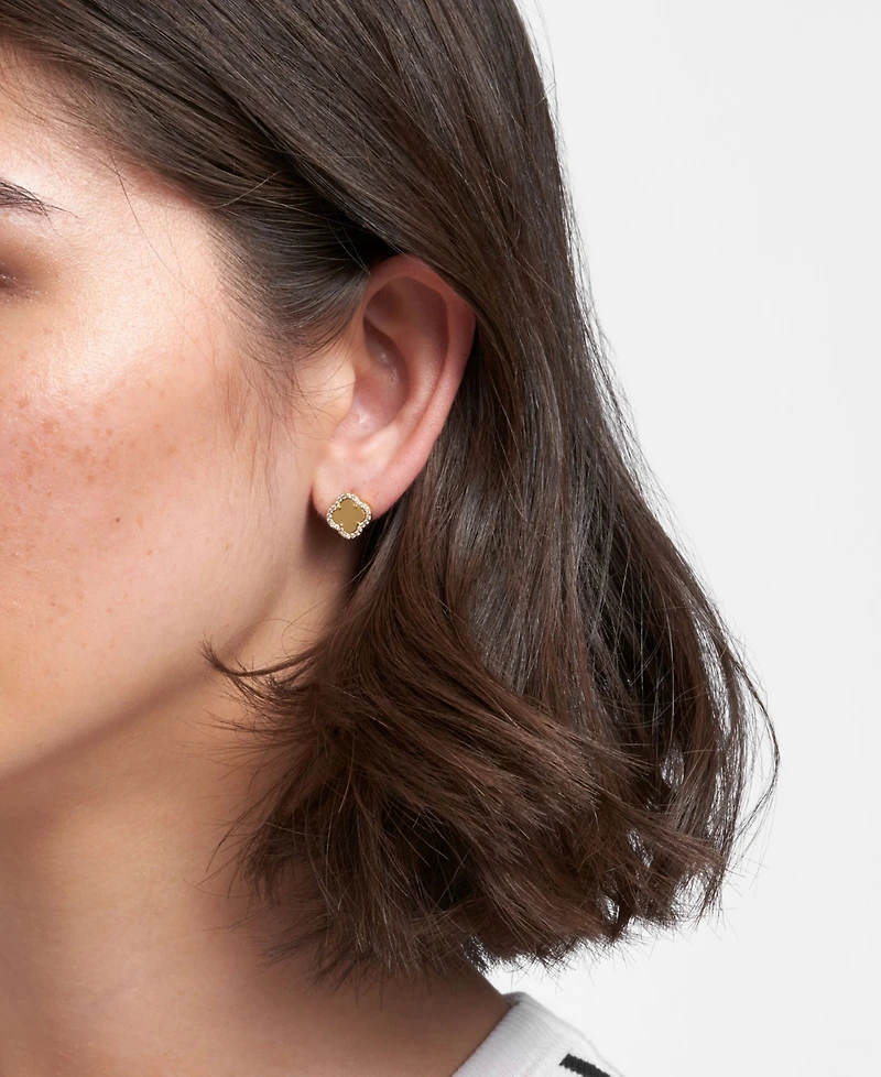 Adornia Cubic Zirconia Gold 2-Piece Halo Clover Necklace and Earrings Set