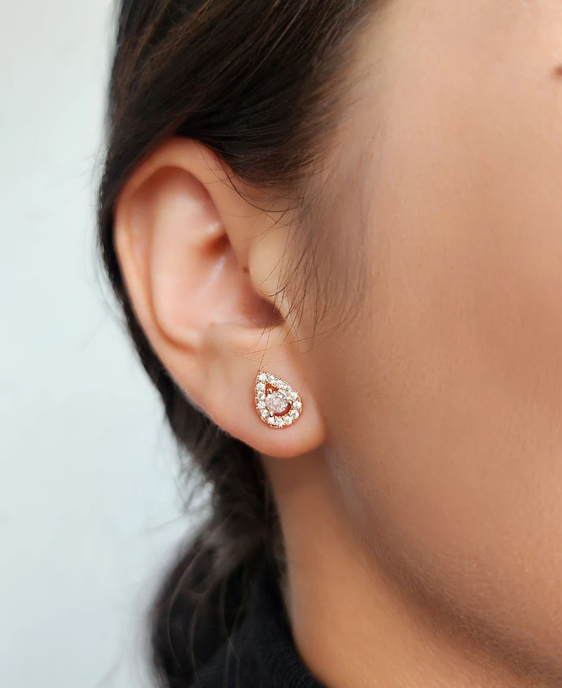 Adornia Crystal Rose Gold 2-Piece Halo Earring Set