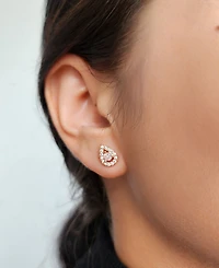 Adornia Crystal Rose Gold 2-Piece Halo Earring Set